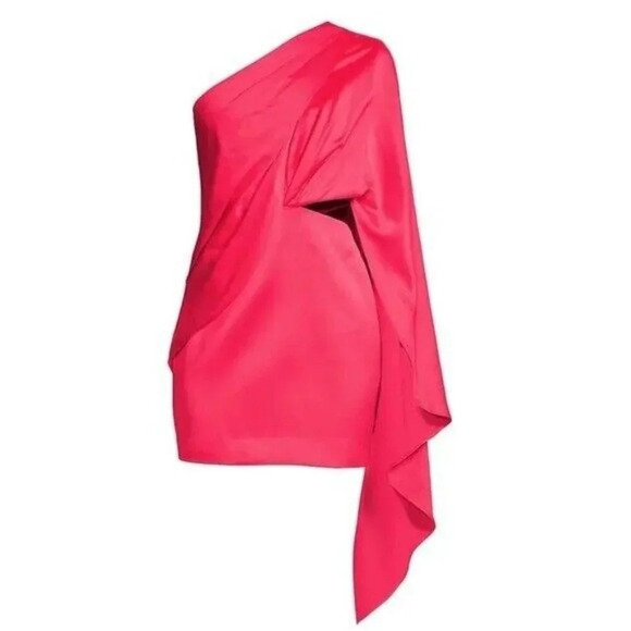 NWT SIGNIFICANT OTHER Anne Cape Cut Outs Satin Mini Dress Fuchsia 6 - Picture 3 of 15